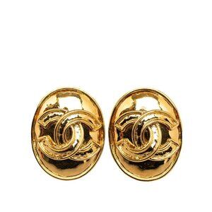 CHANEL Gold Logo Earrings